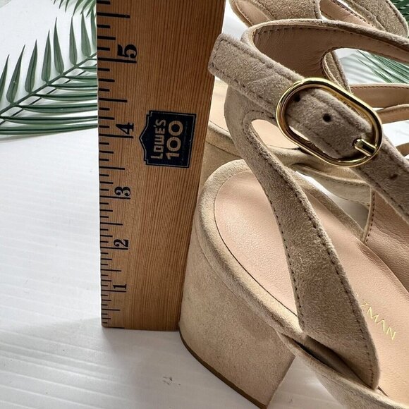 STUART WEITZMAN Beige Ave Ankle 75 Suede Open Toe Ankle Strap Sandal 8.5B NWOB - Picture 12 of 12